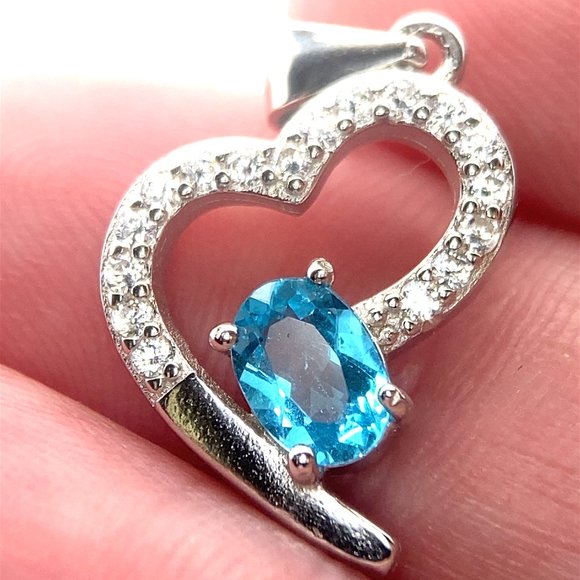 Paraiba Blue Apatite 1.02ct Platinum Finish Solid 925 Sterling Silver Pendant - Picture 1 of 5